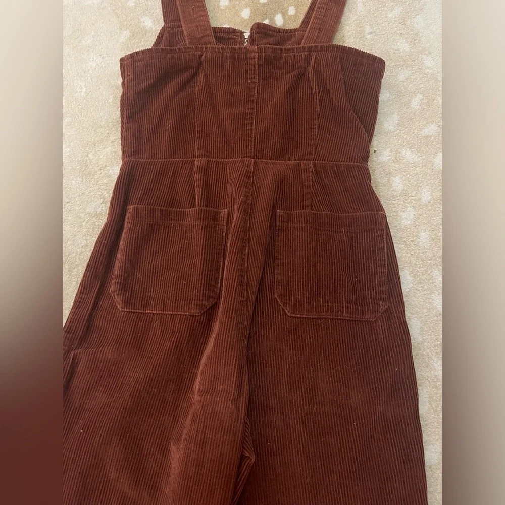 Free People ribbed chocolate brown overall jumpsuit women’s size 6 SOLD - Picture 8 of 10
